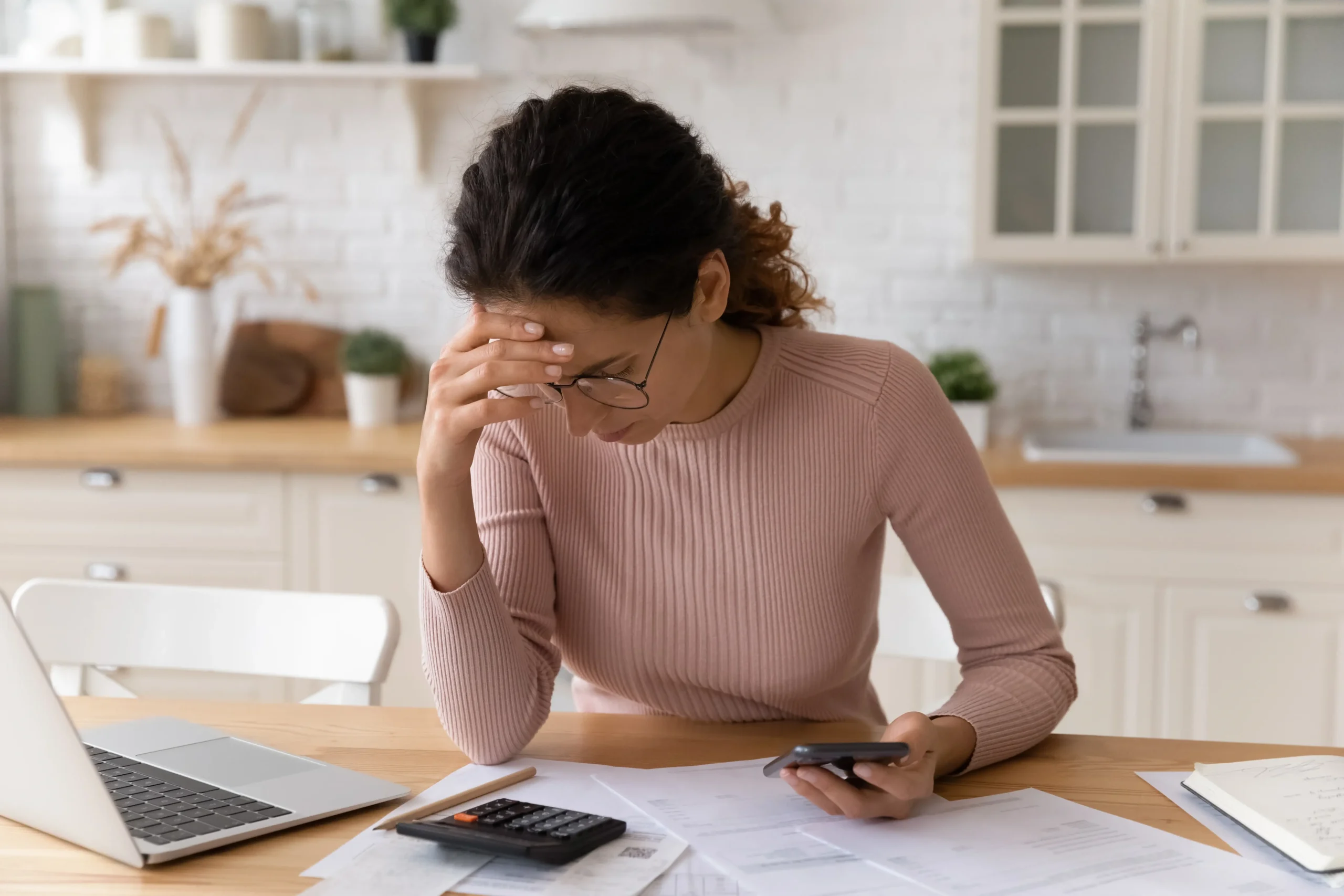woman reviewing expenses